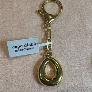 Bubble Charm Gold Tone Monogram Initial Letter O Bag Charm Keychain NWT